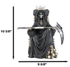 Black Holy Death Grim Reaper Sitting On Skeleton Skull Throne Figurine 10 5 h