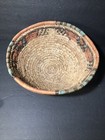 Vtg Hand Made Multi-color Woven Coiled Basket   Unknown Origins 11   dia X 5   h