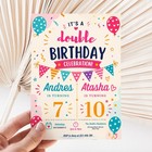 Joint Birthday Invitation Template Double Birthday Party Canva Invite 5x7