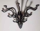 Vintage antique French Ornate Victorian Iron Wall Hat Coat Hook Rack French