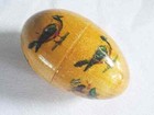 Antique Egg Box Decoupage Carved Turned Wood Victorian Treen Birds Flowers C1900