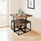 5 Piece Dining Table Set For 4 Brown Square Kitchen Table 4 Stools Space Saving