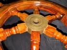 Wooden Ship Wheel Nautical Maritime Decor - Wood   Brass Center
