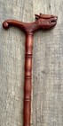 Vtg  Chinese Elegant Carved Handle Wooden Folk Art Dragon Walking Stick 35   
