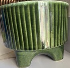 Vintage Cookson Pottery Cp-1444 Ceramic Planter Green Stipe Pattern 1970   s