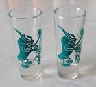 Vintage    2  Tall Shot Glass  Cancun Mexico  Jalape  o Travel Souvenir