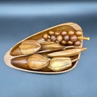 Vintage Hand Carved Monkeypod Wood Bowl Decorative Fruit Set Mid Century Decor