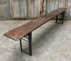 Vintage German Beer Garden Folding Bench Portable Industrial Wood Bench Seat A80