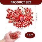Red Brooch Pin For Women Fashion large Flower Statement One Size 