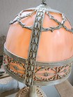      Antique Art Nouveau Peach Stained Slag Glass 14  Parlor Bedroom Lamp -working