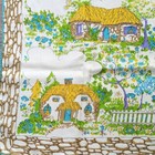Vintage Glentex Hand Rolled Silk Scarf - Colorful Cottages Houses Fairy Hobbit