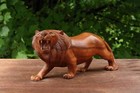12  Wooden Hand Carved Lion Statue Figurine Sculpture Tiger Decor Lodge Handmade