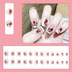 24pcs Rose Fake Nail Retro French Short Square Press On Nails For Nail Art Salon