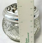 Vintage Avon Ornate Silver Tone Lid Clear Glass Powder Vanity Jar Box