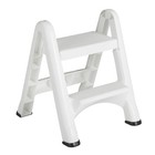 Rubbermaid Ez Two Step Durable Folding Plastic Ladder Step Stool  White  2 Pack 