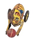 Vintage Marx Tin Litho Cat With Ball Windup Toy Tail Lever Action Working 1930s