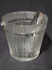 Jeannette Glass Woodgrain Ice Bucket 6  With Tongs