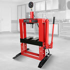 12 Ton Hydraulic Shop Press Benchtop With Stamping Plates And Pressure Gauge Red