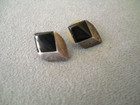 Contemporary Southwestern Geometrical Jet Inlay Sterli Silver Cube Post Earrings