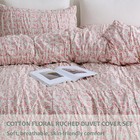 Herside Ruched Pink Flower Duvet Cover King Size 100  Cotton Reversible Flora   