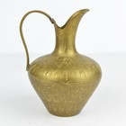 Vintage Brass Pitcher India Mini Hand Engraved Floral Ewer Etched Vase 5   