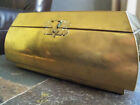 Vintage Brass Curved Metal Casket Glass Top Display Jewelry Box Bombe Commode