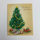 Vintage Mid Century Christmas Greeting Card Tree With Gifts Garland Hallmark