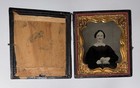 6th Plate Size Ruby Glass Ambrotype Woman With Grin Full Case