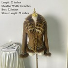 Retro Brown Faux Fur Jacket Faux Fox Fur Collar Jewel Embroidery Us S