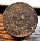 1864 Two Cent Piece Nice Original Au Neat Woodgrain Toning Chrc