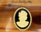 Vintage Cedar Wood Cameo Jewelry Box Hinged Souvenir Great Smoky Mts Great Cond
