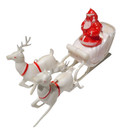 Vintage Christmas Rosen Rosbro Santa Claus White Sleigh   Reindeer Hard Plastic