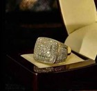 3 Ct Round Cut Moissanite Wedding Men Pinky Ring 14k Yellow Gold Plated