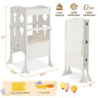 Folding Kitchen Kids Step Ladder Stool Wooden Toddler Safety Tower Helper White