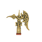 Vintage Brass Dragon Figural Axe 17    Turned Wood Handle Fantasy Cosplay Decor