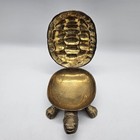 Vintage Brass Hinged Lid Turtle Ashtray Trinket Box Home Decor 6 
