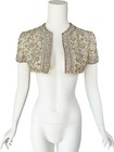 Vinrage 1960s Rhinestone Embellished Dress Jacket Evening Silver White