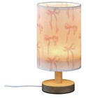 Pink Bow Bedside Table Lamp Nightstand Lamp With Wood Base Night Light
