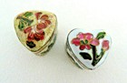 2 Chinese Cloisonne Enamel Hinged Top Trinket   Pill Boxes