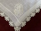 Vintage Monogram Initial Letter H Madeira Hanky  White  Wedding Heirloom