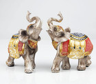 Wealth Lucky Elephant Figurine With Trunk Up Elephant Statue Collectible