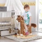 Wooden Plush Rocking Horse Sound Equipped Ride Toy For Young Children Home Use