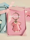 12pcs Baby Shower Keepsake Favors Girl Dress Boy Overall Keychain Recuerdos  