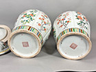Vases Chinese Famille Verte Porcelain Pair Lidded Hand-painted Antique