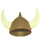 Adult Plastic Norwegian Medieval Gold Viking Helmet Costume Hat With Horns
