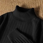 Unisex Long Turtleneck Stripes Sweater Casual Knitwear Outdoor Thick Pullover