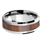 Silver Tungsten Hawaiian Koa Wood Inlay Engagement Wedding Band Men Jewelry Ring
