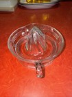 Vintage Clear Glass Citrus Juicer Reamer With Ribbed Design   Ring Handle