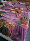 Antique Vintage Embroidered Velvet Patchwork Crazy Quilt Topper 65   79 