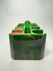 Vintage Bakelite Poker Caddy Green With Butterscotch Marbling W  Chips